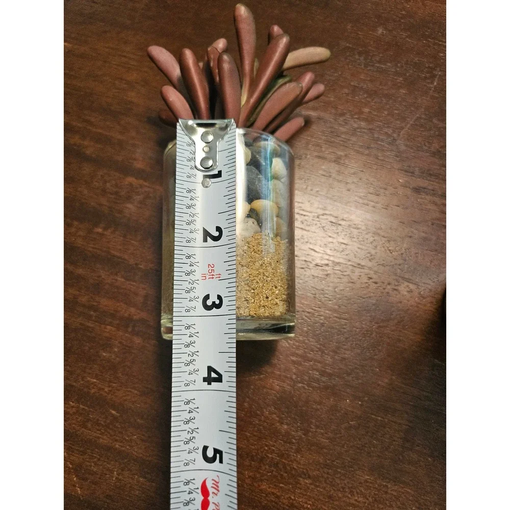 Succulent In Glass Home Decor Set of 4 Green Red Artificial Plants